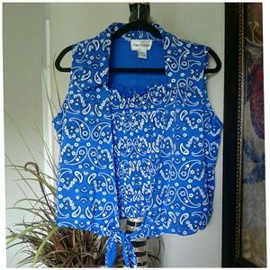 Women's Plus Size Blue Bandana Halter Top 2 Pieces